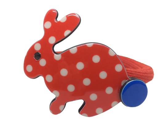 Inky rabbit ponytail elastic - red polka
