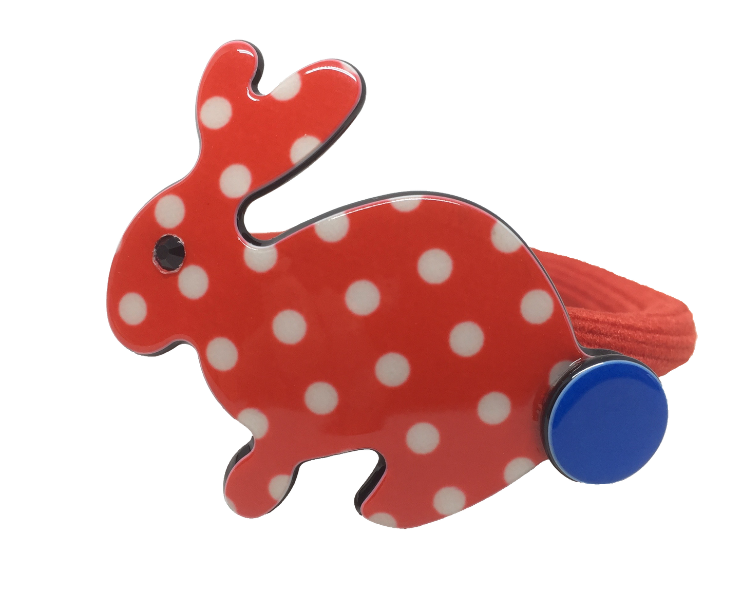 Inky rabbit ponytail elastic - red polka