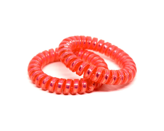 Large Spiral Hair Ties - Bright coral