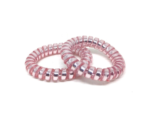 Large Spiral Hair Ties - metallic dusty pink