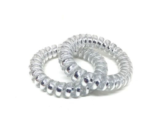 Large Spiral Hair Ties - silver