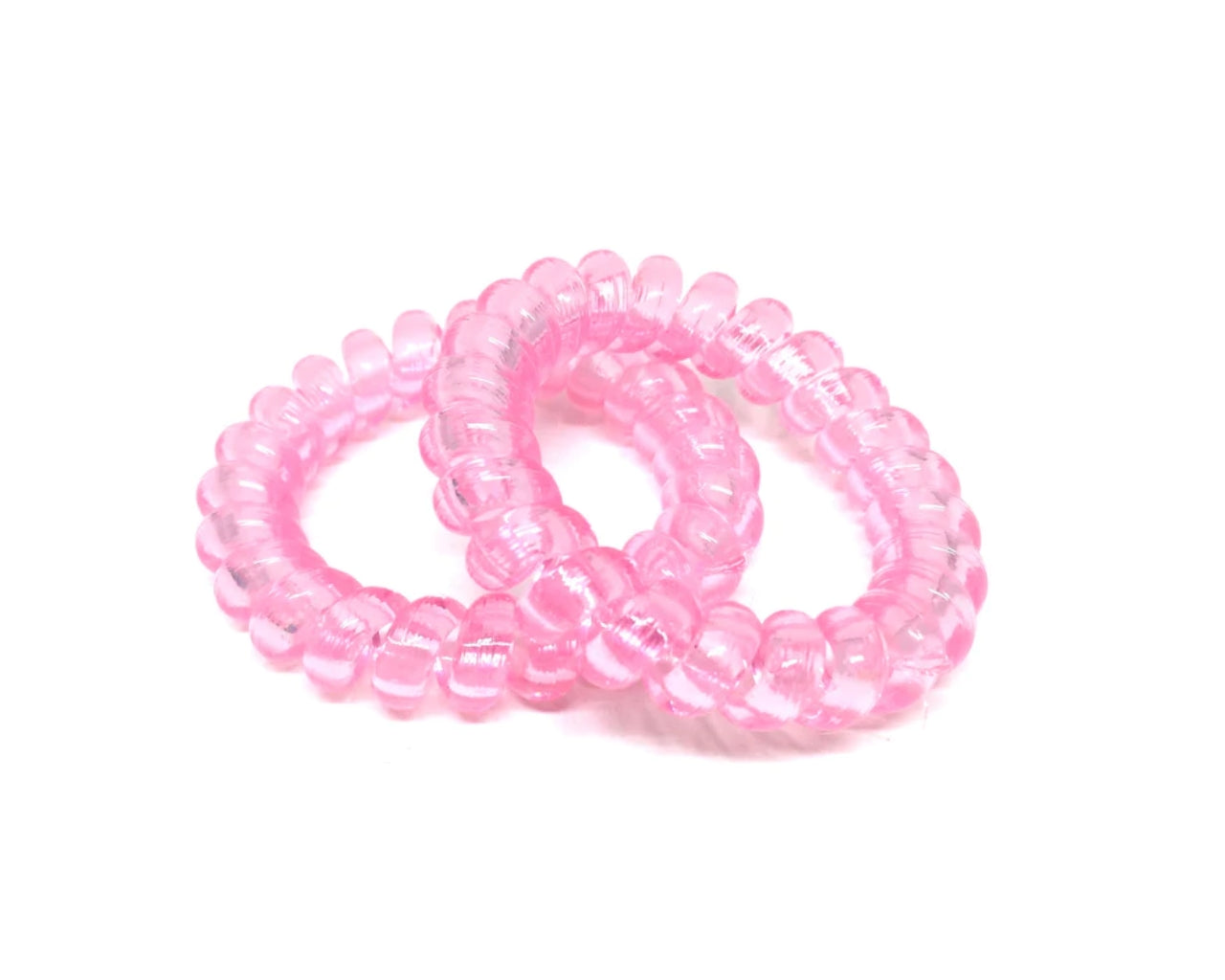 Large Spiral Hair Ties - translucent pink