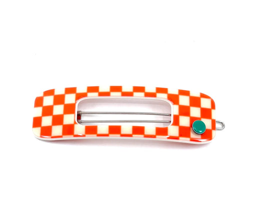 Toulouse Hairclip - orange cream check
